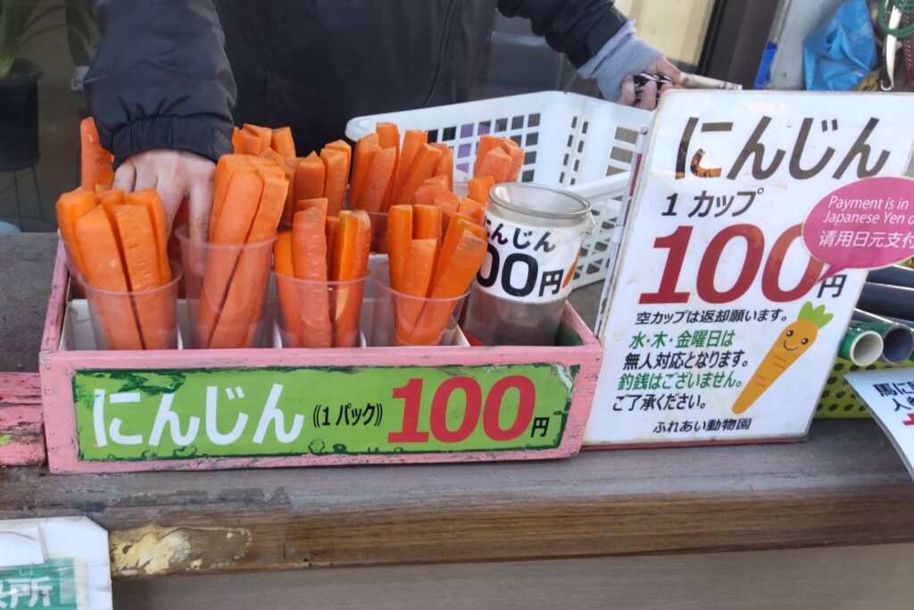 ばんえい十勝のふれあい動物園のにんじん